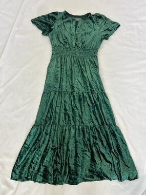 Anthropologie Emerald Green Velvet Maxi Dress